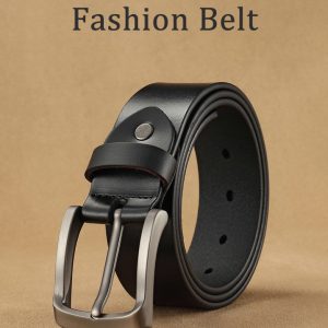 【DSH ZAMP】Men's Business Belt, Classic Pin Buckle, Adjustable, High-Quality Genuine Split Leather, Durable, Ideal Gift for Family & Partners